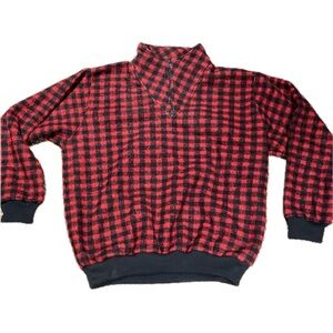 Badge Black and Red Checkered Sherpa Fleece Jacket